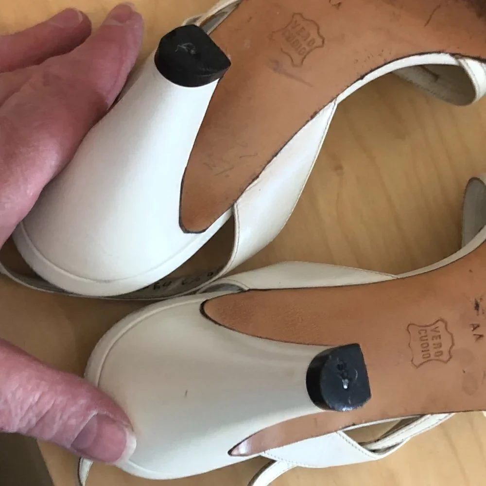 BRUNO MAGLI White Leather Slingback Heels Women's size 6.5 AA Made in Italy